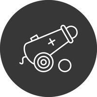 Cannon Line Inverted Icon Design vector