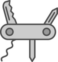 cuchillo línea lleno escala de grises icono diseño vector