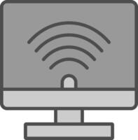 Computer Line Filled Greyscale Icon Design vector