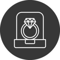 diamante anillo línea invertido icono diseño vector