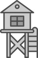 Lifeguard Tower Line Filled Greyscale Icon Design vector