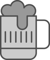 cerveza línea lleno escala de grises icono diseño vector