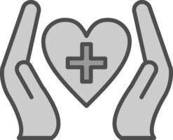 Heart Care Line Filled Greyscale Icon Design vector