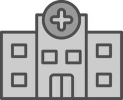 hospital línea lleno escala de grises icono diseño vector