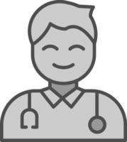 Male Doctor Line Filled Greyscale Icon Design vector