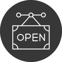 Open Sign Line Inverted Icon Design vector