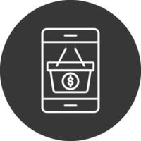 Mobile Shopping Line Inverted Icon Design vector