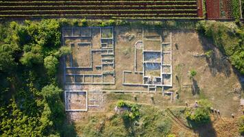 Aerial drone view of the Roman military camp in Gracine, Bosnia and Herzegovina. photo