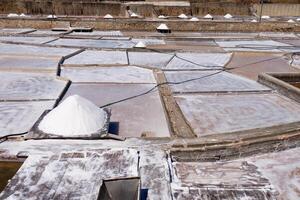 View of The Natural Salt Mines of Rio Maior in Portugal. Salt fields and salt extraction. photo