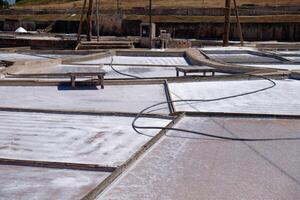 View of The Natural Salt Mines of Rio Maior in Portugal. Salt fields and salt extraction. photo