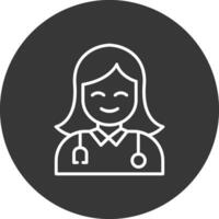 hembra médico línea invertido icono diseño vector