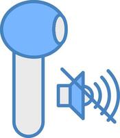 Earbuds Line Filled Blue Icon vector