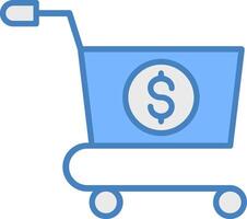 Shopping Cart Line Filled Blue Icon vector