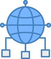 Global Connections Line Filled Blue Icon vector