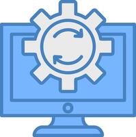 Data Processing Line Filled Blue Icon vector