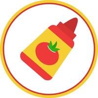 Tomato Ketchup Flat Circle Icon vector