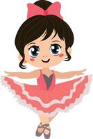 cute ballerina girls cartoon character vector