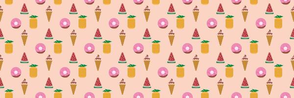 seamless pattern cute fruit pattern design vector
