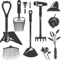 Silhouette gardening equipment black color only vector