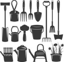 Silhouette gardening equipment black color only vector