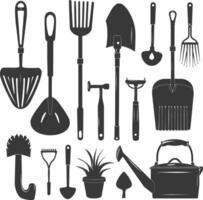 Silhouette gardening equipment black color only vector