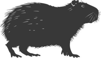 Silhouette capybara animal black color only full body vector