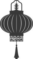 silhouette chinese traditional asian lantern black color only vector