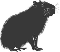 Silhouette capybara animal black color only full body vector