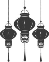 silhouette chinese traditional asian lantern black color only vector