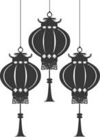 silhouette chinese traditional asian lantern black color only vector