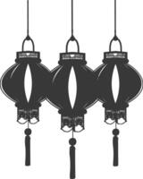 silhouette chinese traditional asian lantern black color only vector