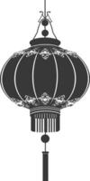 silhouette chinese traditional asian lantern black color only vector