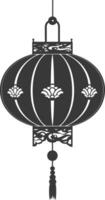 silhouette chinese traditional asian lantern black color only vector