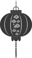 silhouette chinese traditional asian lantern black color only vector