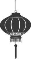 silhouette chinese traditional asian lantern black color only vector