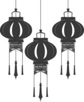 silhouette chinese traditional asian lantern black color only vector