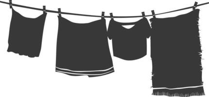 Silhouette clothesline for hanging clothes black color only vector