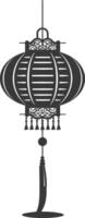 silhouette chinese traditional asian lantern black color only vector