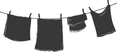 Silhouette clothesline for hanging clothes black color only vector