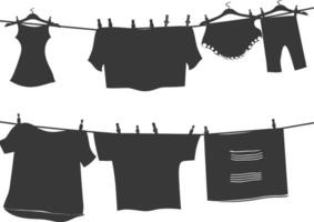 Silhouette clothesline for hanging clothes black color only vector