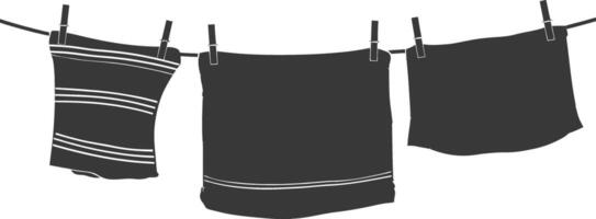 Silhouette clothesline for hanging clothes black color only vector