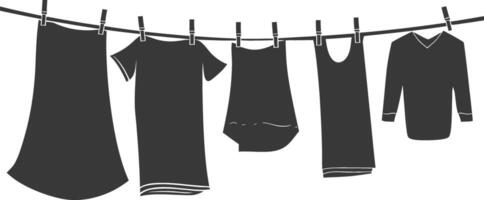 Silhouette clothesline for hanging clothes black color only vector