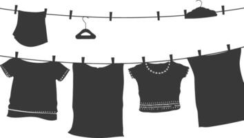 Silhouette clothesline for hanging clothes black color only vector