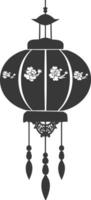 silhouette chinese traditional asian lantern black color only vector