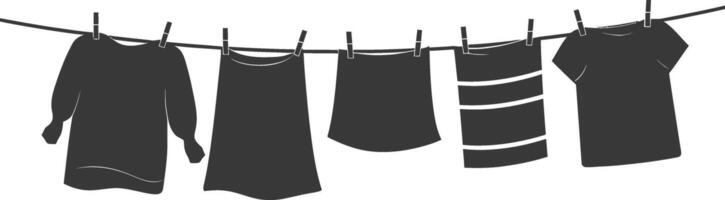 Silhouette clothesline for hanging clothes black color only vector