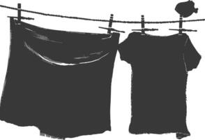 Silhouette clothesline for hanging clothes black color only vector