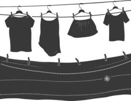 Silhouette clothesline for hanging clothes black color only vector