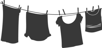 Silhouette clothesline for hanging clothes black color only vector