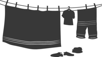 Silhouette clothesline for hanging clothes black color only vector