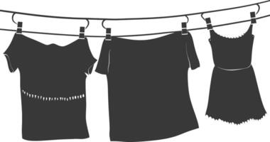 Silhouette clothesline for hanging clothes black color only vector